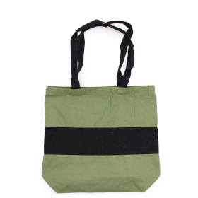 Two Tone Cotton Bag - 38x42x12cm - Green & Black - 10oz