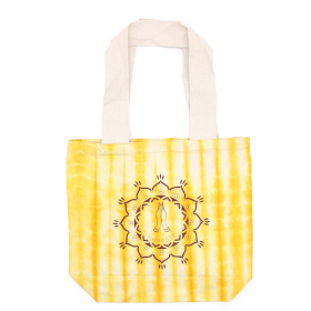 Tye-Dye Cotton Bag (6oz) - 38x42x12cm -  Namaste Hands - Yellow - Natural Handle