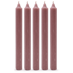 Solid Colour Dinner Candles - Rustic Dusty Pink - Pack of 5