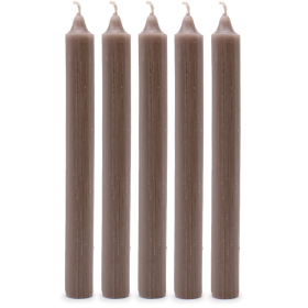 Solid Colour Dinner Candles - Rustic Taupe - Pack of 5