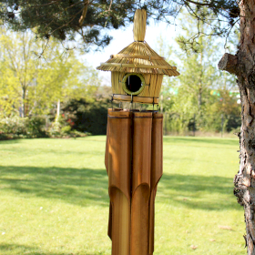 Lrg Round Seagrass Bird Box with Chimes 56x20cm