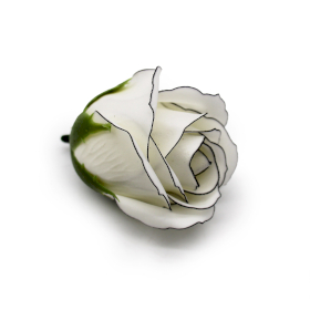10x Craft Soap Flowers - Med Rose - Ivory With Black Rim