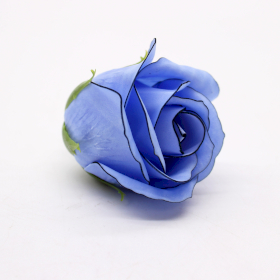 10x Craft Soap Flowers - Med Rose - Blue With Black Rim
