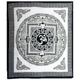Double Cotton Bedspread + Wall Hanging - Mono - OM Mandala