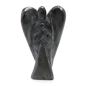 Hand Carved Gemstone Angel - Hematite