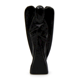 Hand Carved Gemstone Angel - Black Agate