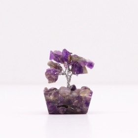 Mini Gemstone Tree On Orgonite Base - Amethyst (15 stones)