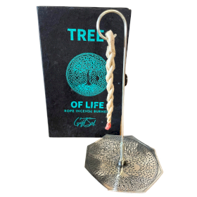 Rope Incense and Silver Plated Holder Set - Tree of Life
