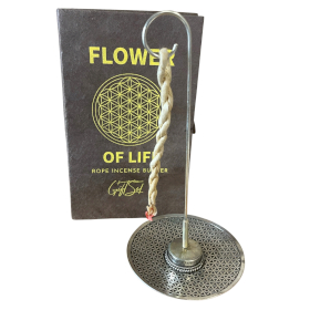 Rope Incense and Silver Plated Holder Set - Flower of Life