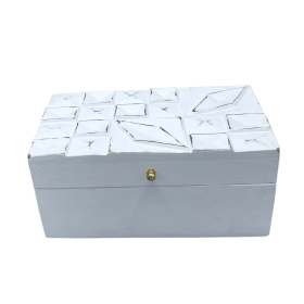 Vintage Deco - Multi Purpose Box - 22x12x10cm -  White Diamonds