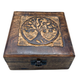 Square Wooden Keepsake Box 13x13x6cm - Tree of Life