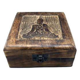 Square Wooden Keepsake Box 13x13x6cm - Buddha