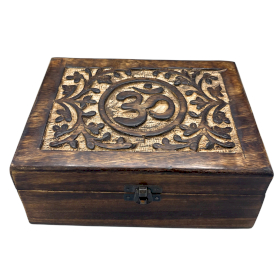 Large Wooden Keepsake Box 20x15x7.5cm -  Om