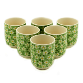 6x Herbal Tea Cups - Green Daisey