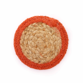 Natural Coaster - Jute & Cotton 10cm  (set of 4) - Clay Boarder