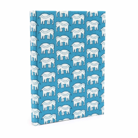 Cotton Bound Notebooks 20x15cm - 96 pages - Teal Elephants