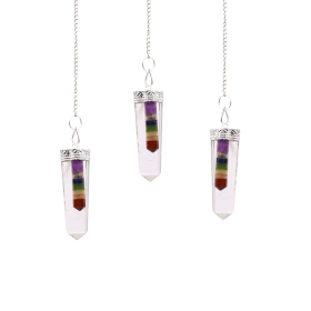 Crystal - 7 Chakra Bounded Thin Point Flat Pendant