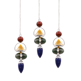 Four Elements Gemstone Pendulum - Red Jasper, Yellow Adventurine, Moss Agate, Sodalite & Moonstone