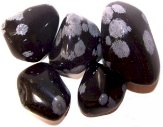 24x L Tumble Stones - Obsidian Snowflake