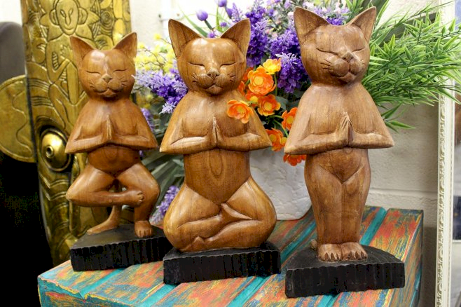 Hand Craved Yoga Cats - Ancient Wisdom Dropshipping