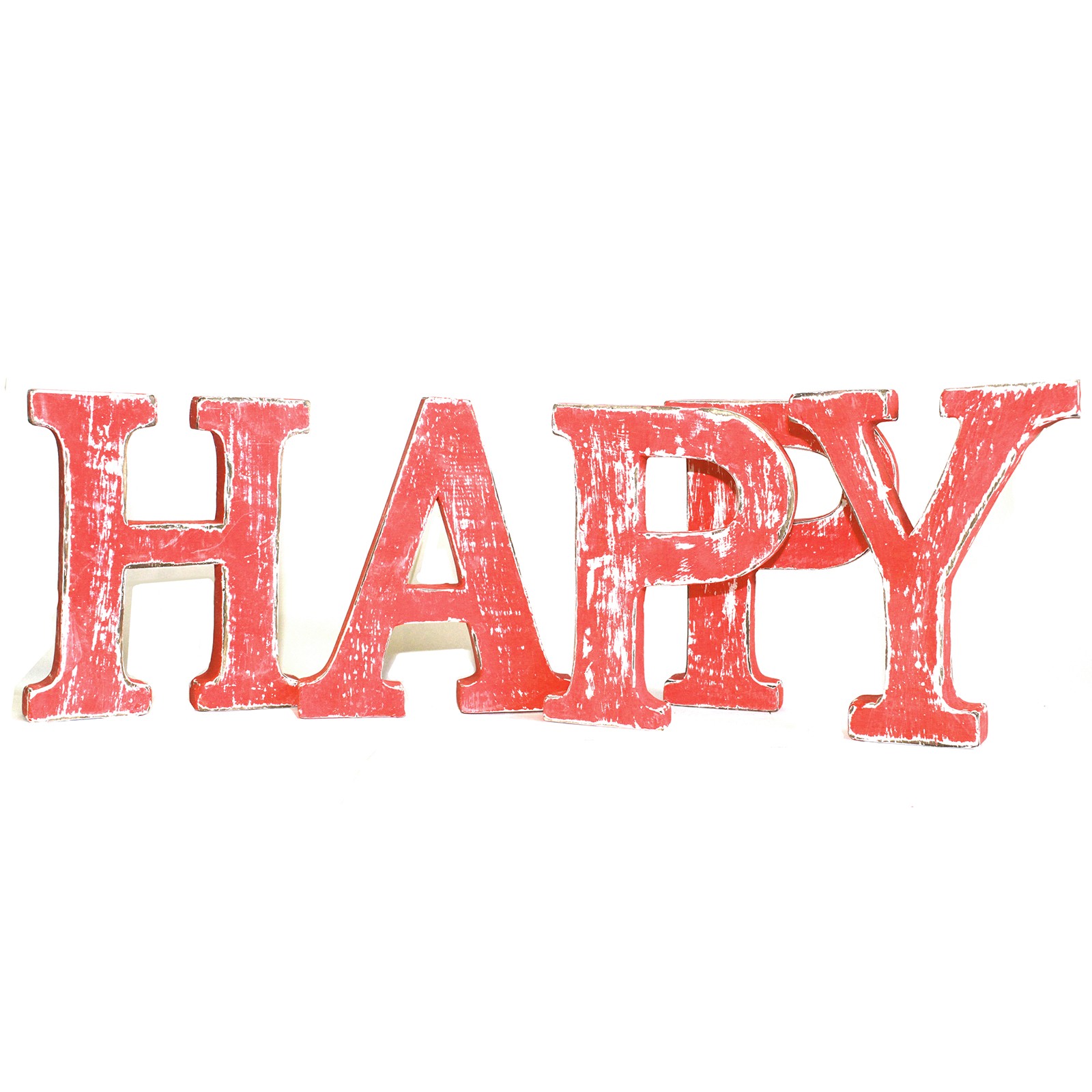 Shabby Chic Letters Red Wash  - HAPPY