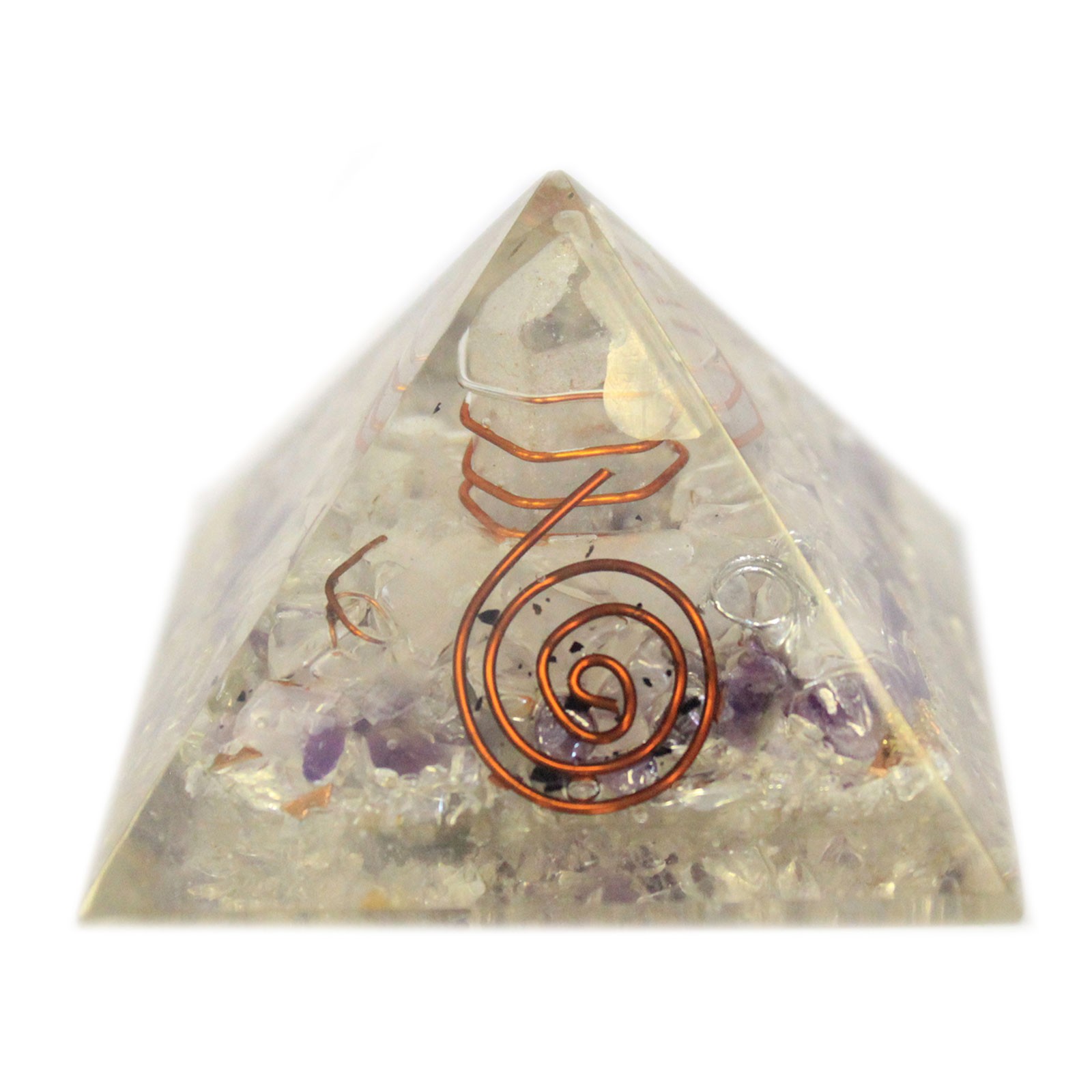 Med Orgonite Pyramid 55mm Gemchips and Copper