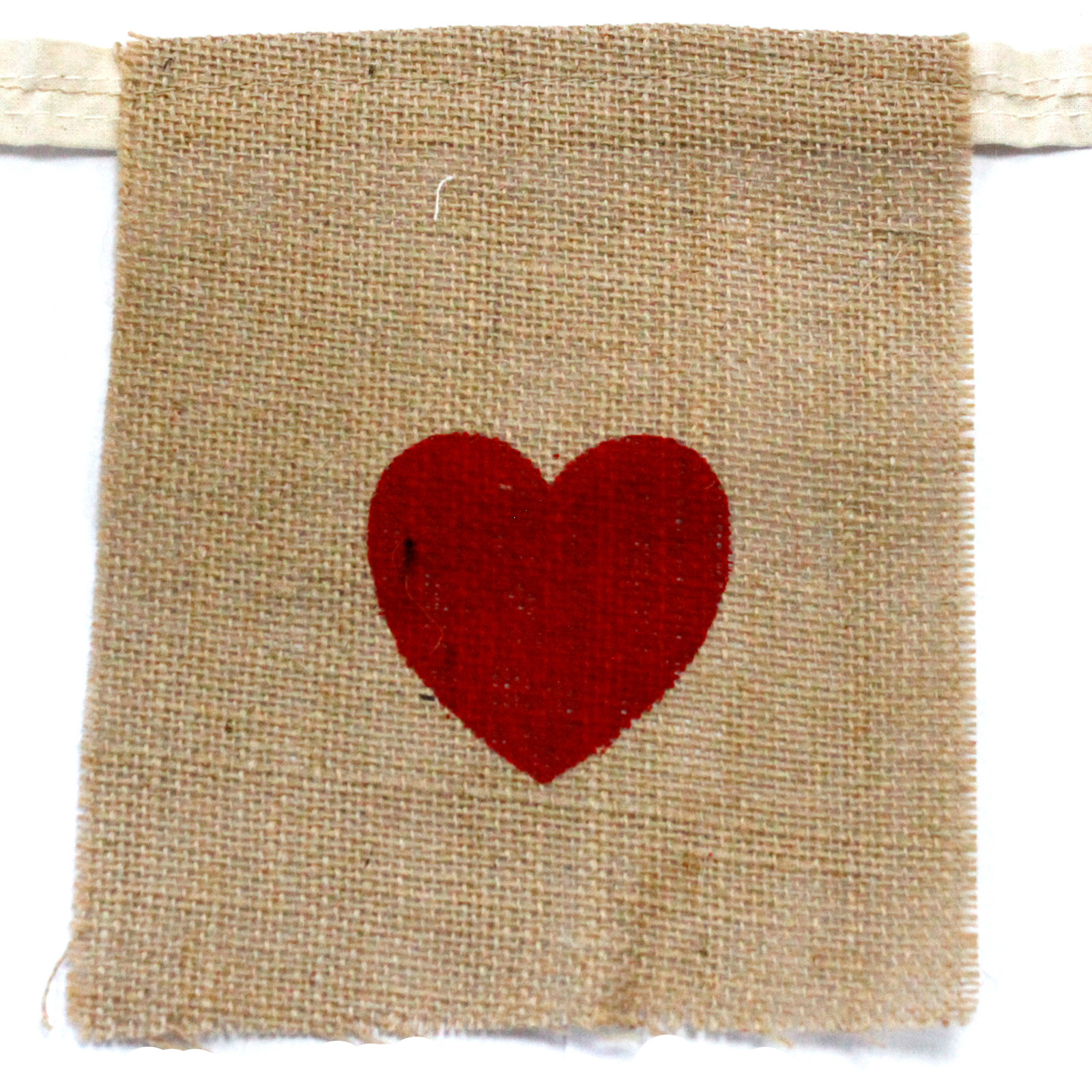 Natural Bunting  I LOVE YOU (large with hearts)