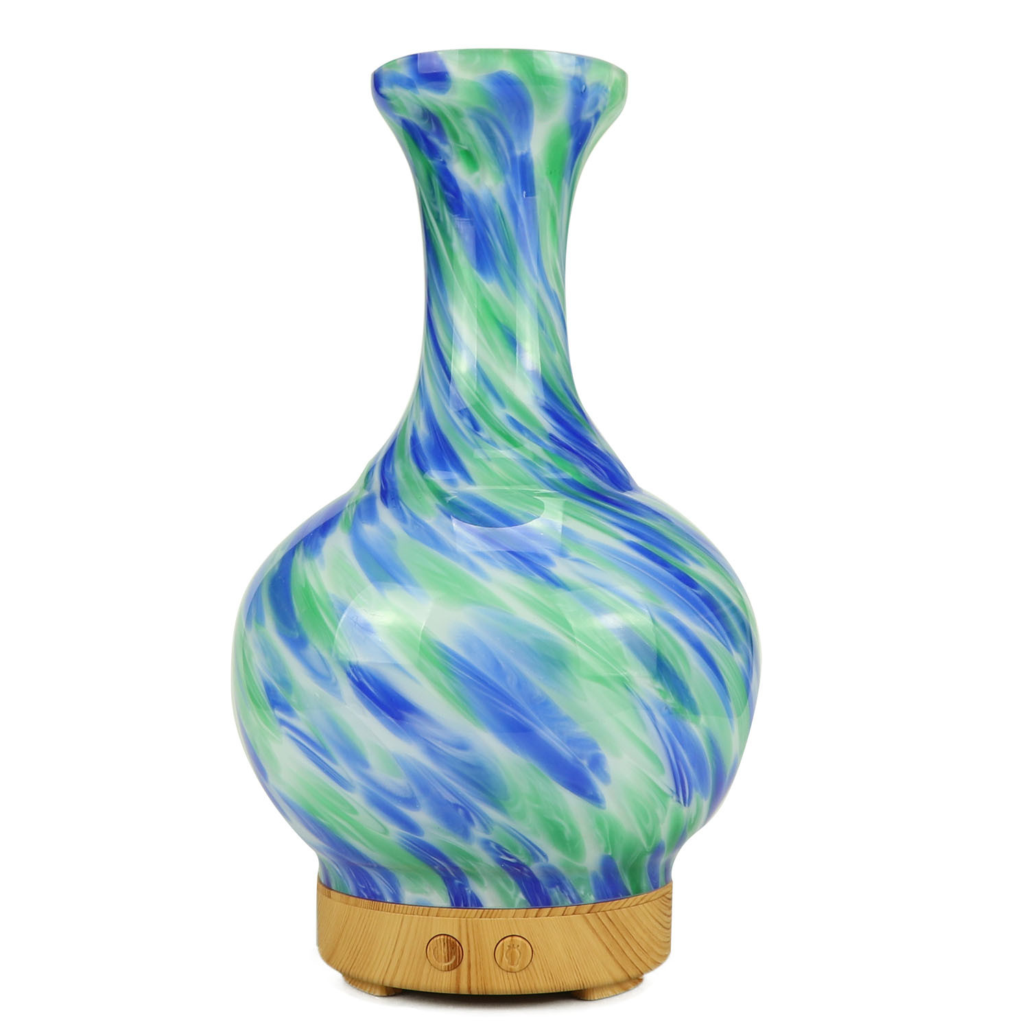 Aroma-Atomiser-Glass-Vase-Blue-and-Green-UK-Plug