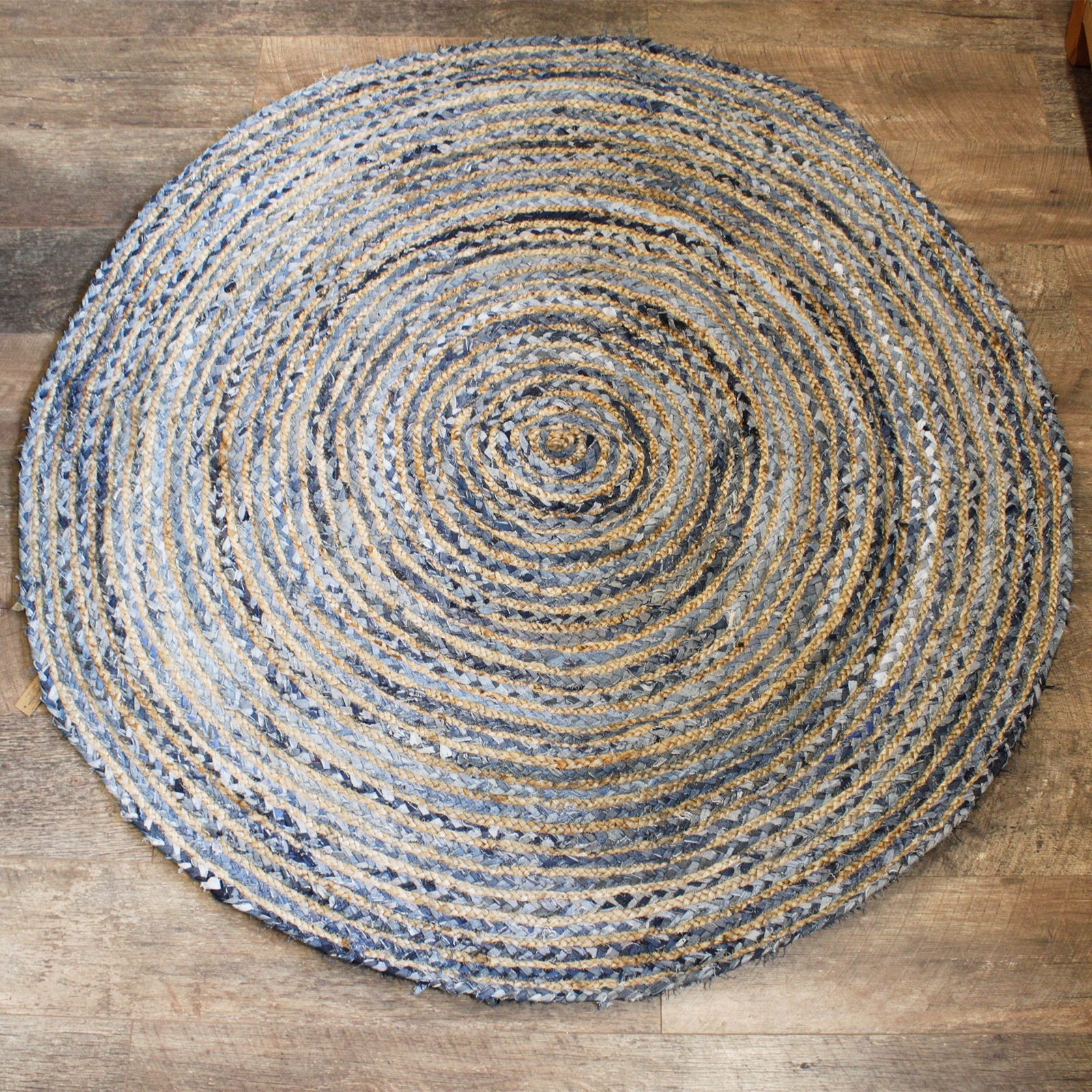 Round Jute and Recycle Denim Rug - 150 cm