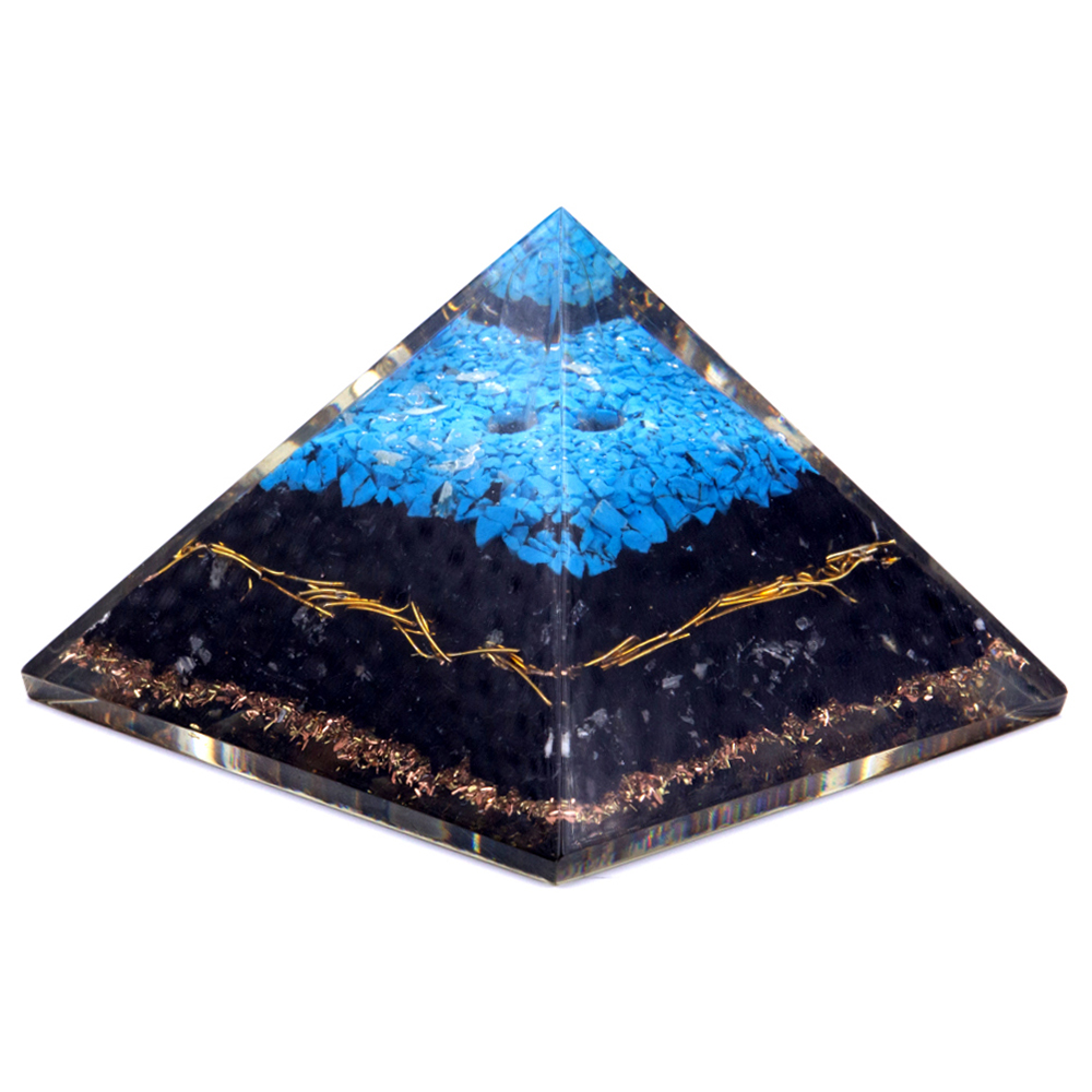 Orgonite Pyramid Turqoise and Black Tourmaline 70 mm