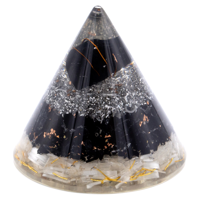 Orgonite Cone Selenite and Black Toumaline Copper 90 mm