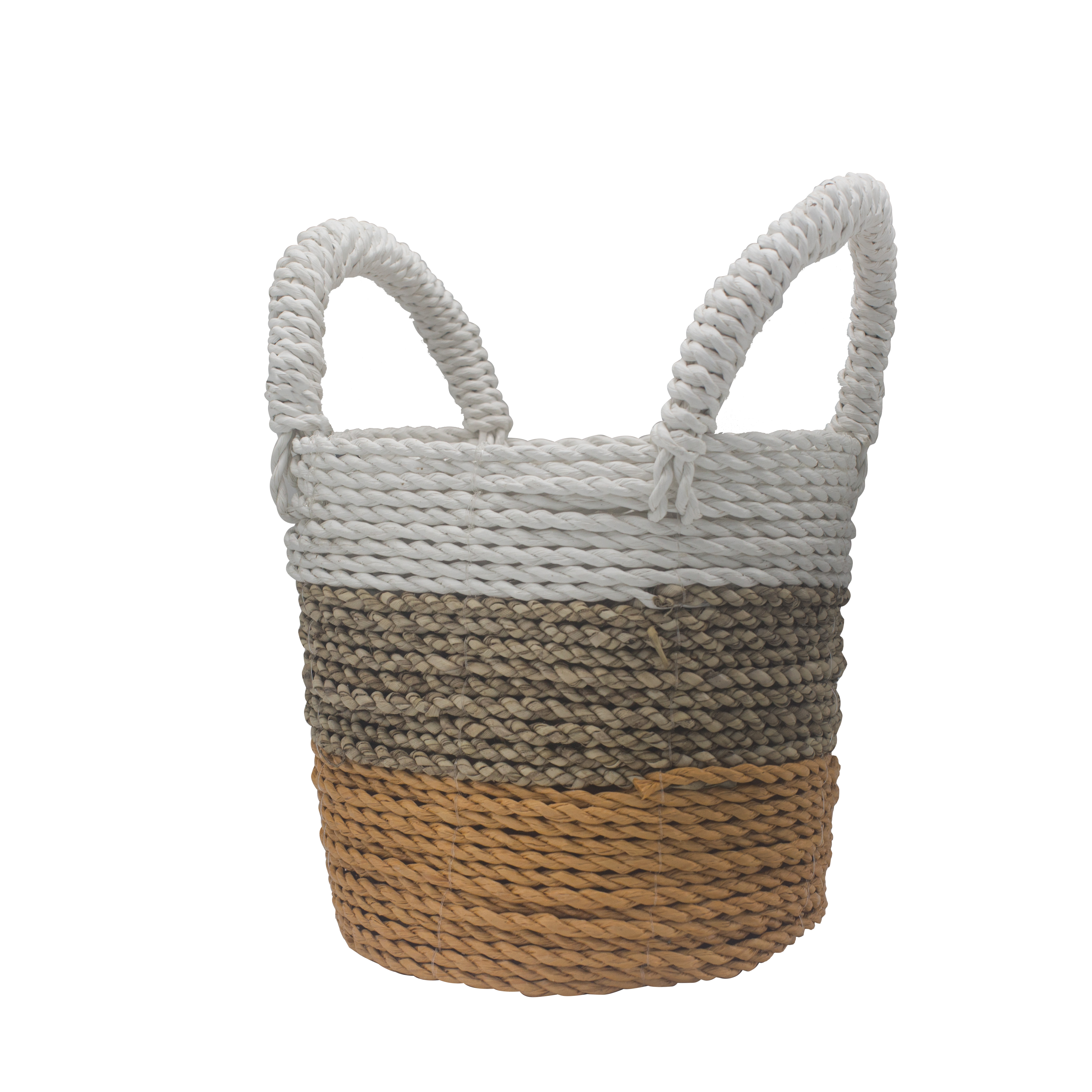 Seagrass Basket Set - Orange / Natural / White