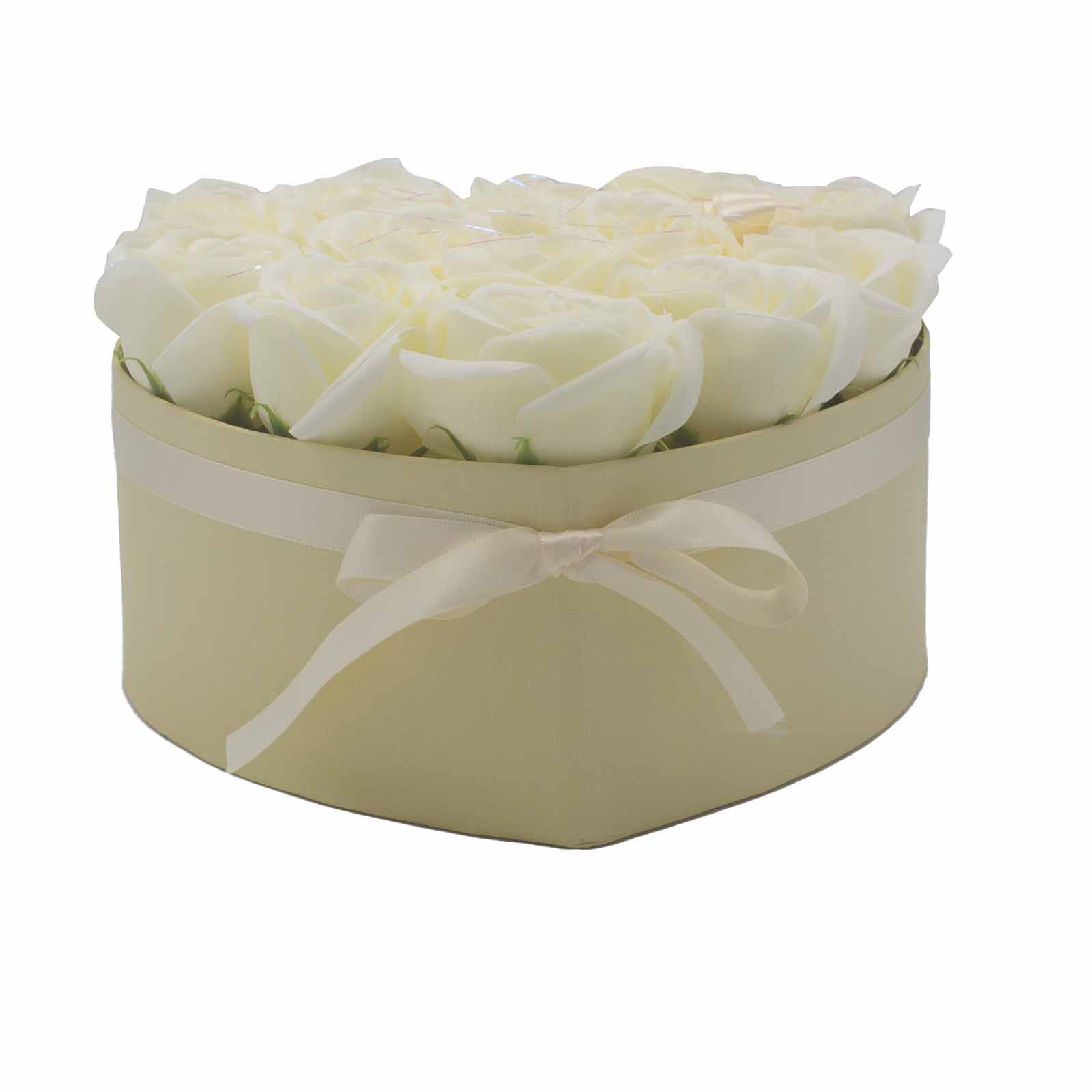 Soap Flower Gift Bouquet - 13 Cream Roses - Heart