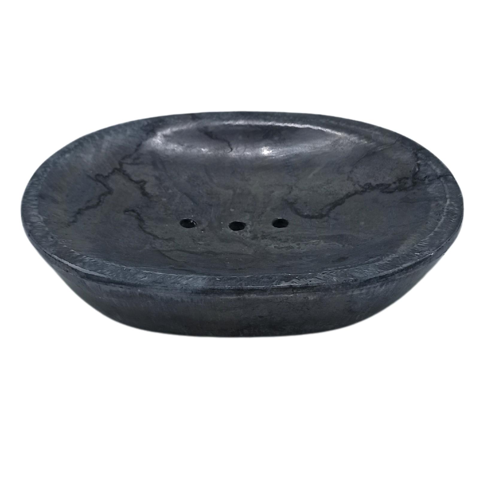 Classic Oval Black Marble Soap Dish