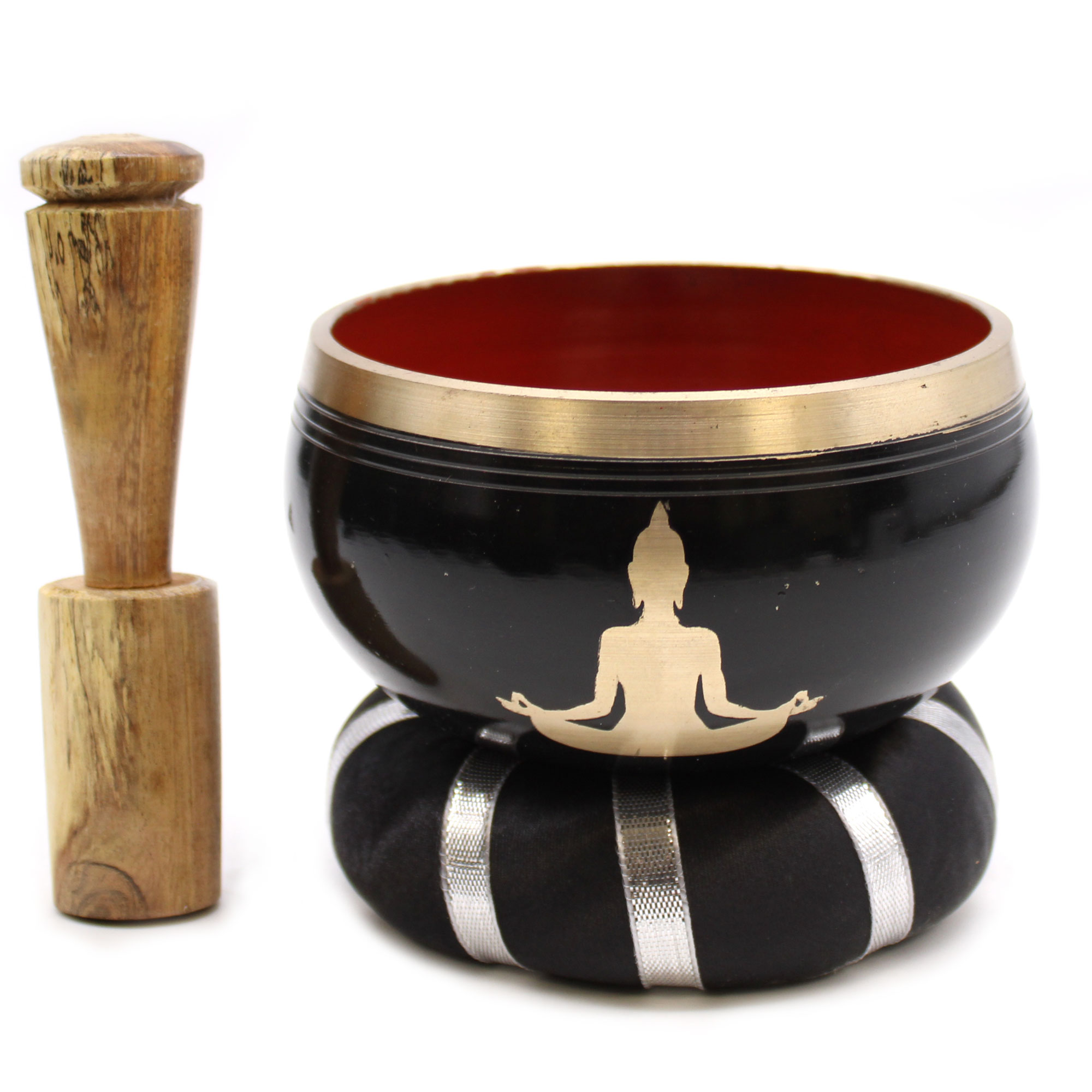 Buddha Singing Bowl Set- Black/Orange 10.7cm
