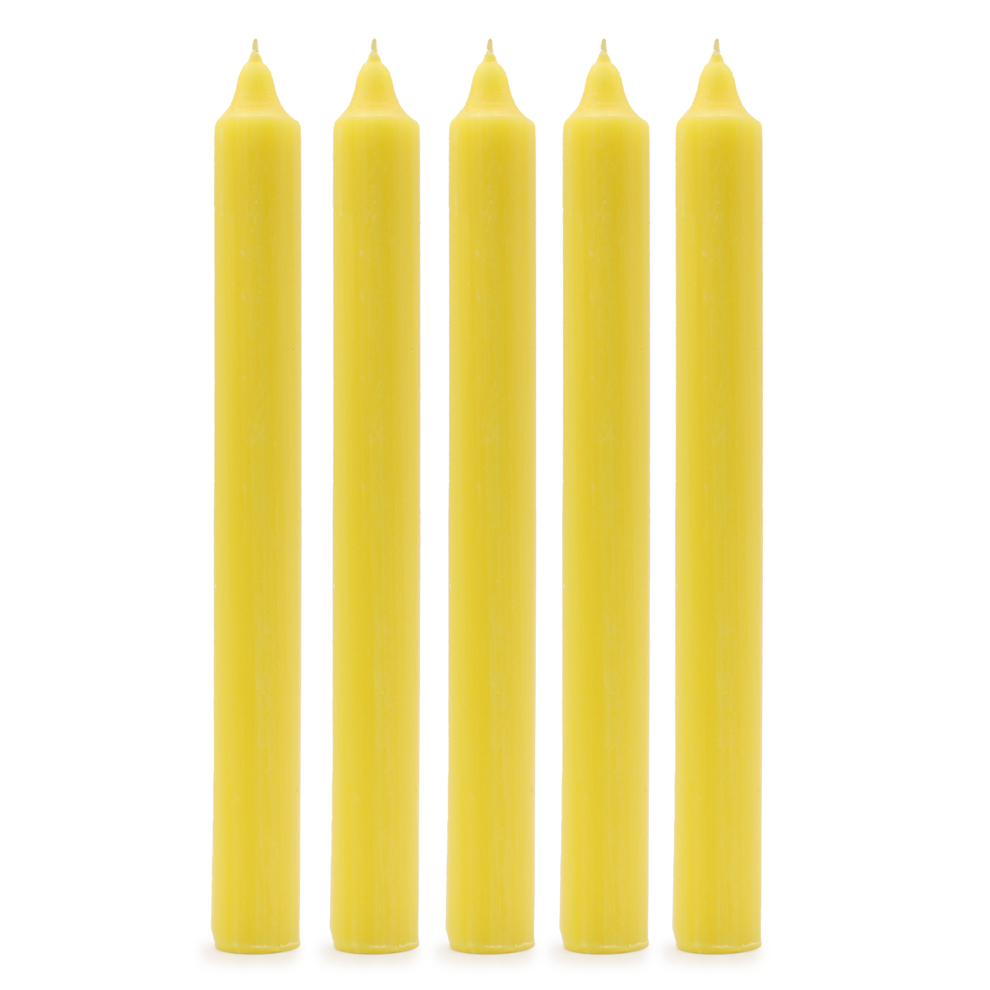 Solid Colour Dinner Candles - Rustic Lemon - Pack of 5