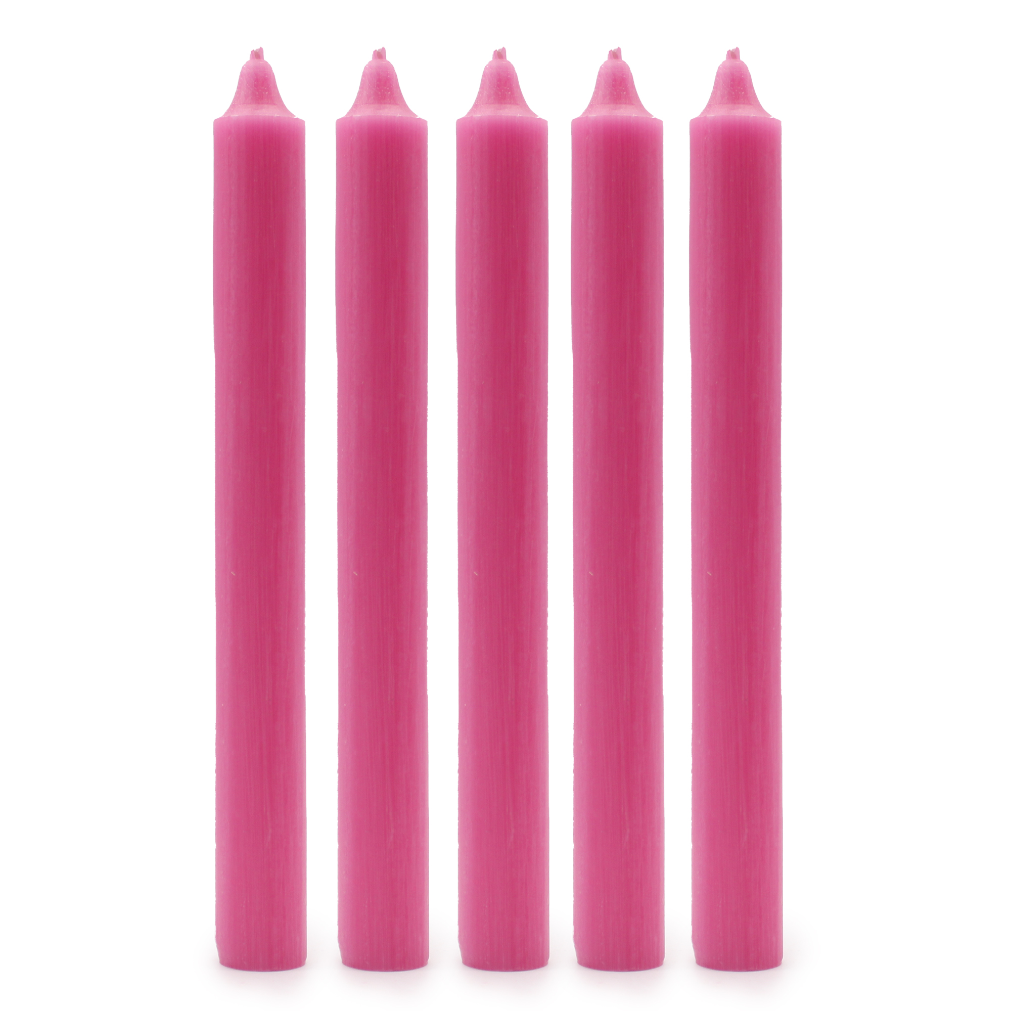 Solid Colour Dinner Candles - Rustic Deep Pink - Pack of 5