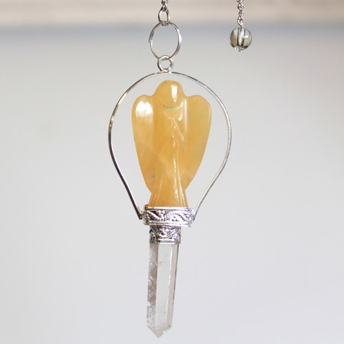 Angel Pendulum with Ring- Yellow Quartz